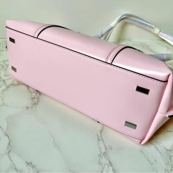 New Limiter Edition Tory Burch Bon Bon Patent Leather Perry Tote Pink - Picture 6 of 9